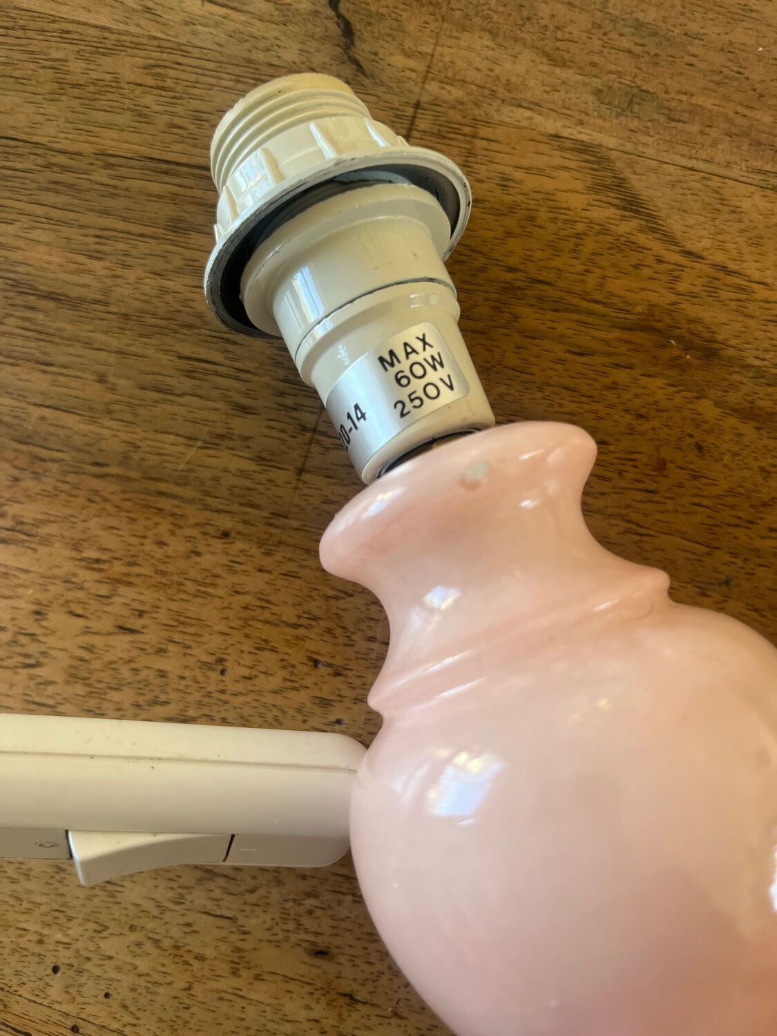 Antique lamp base in rose quartz