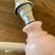 Antique lamp base in rose quartz
