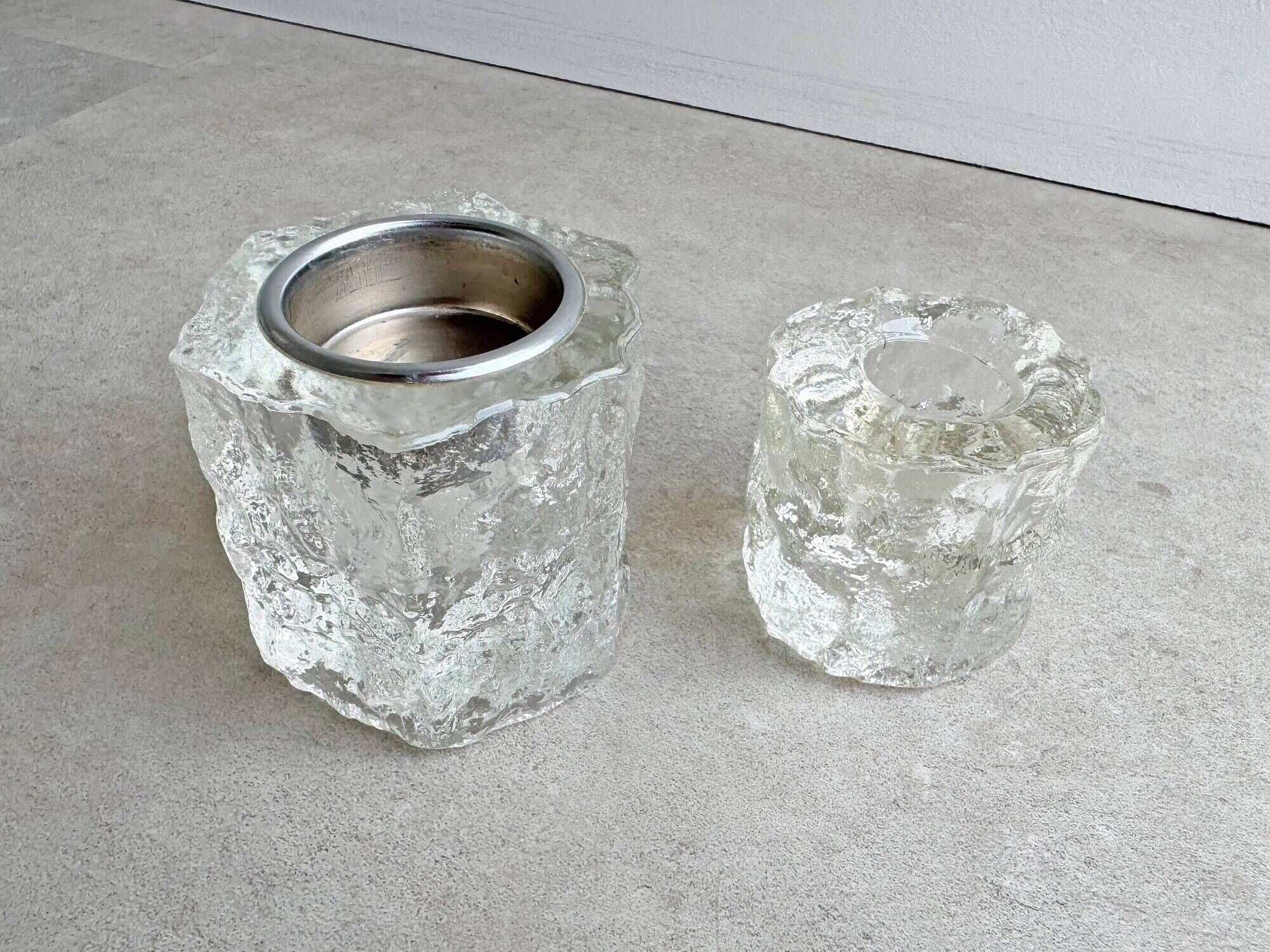 2 Vintage Scandinavian ice class candle holders
