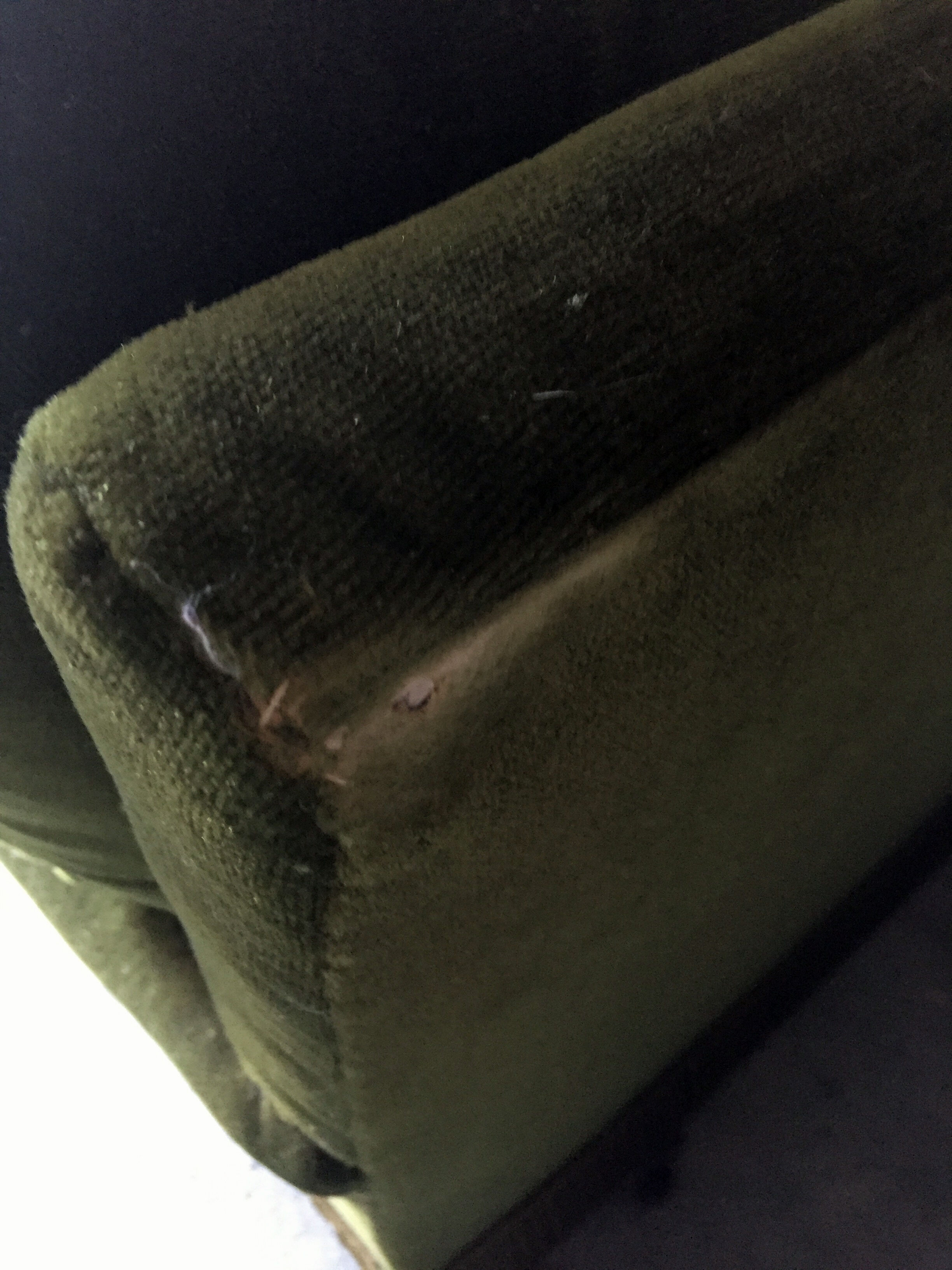 Vintage green velvet sofa