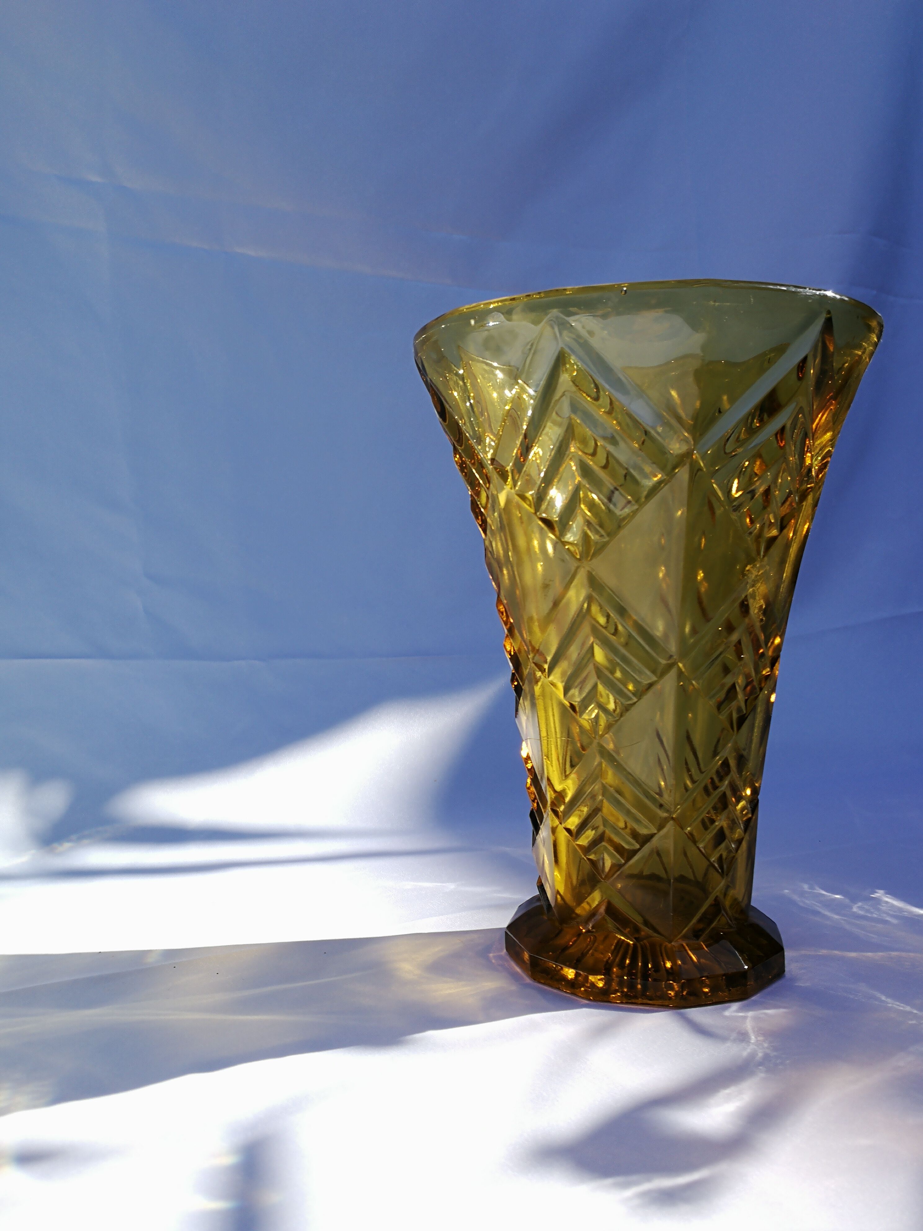 Amber molded glass vase