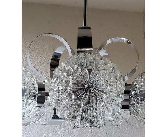 Lustre verre et inox 70's