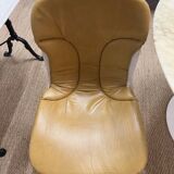 Set of 4 vintage CIDUE chairs – yellow leather – Italy