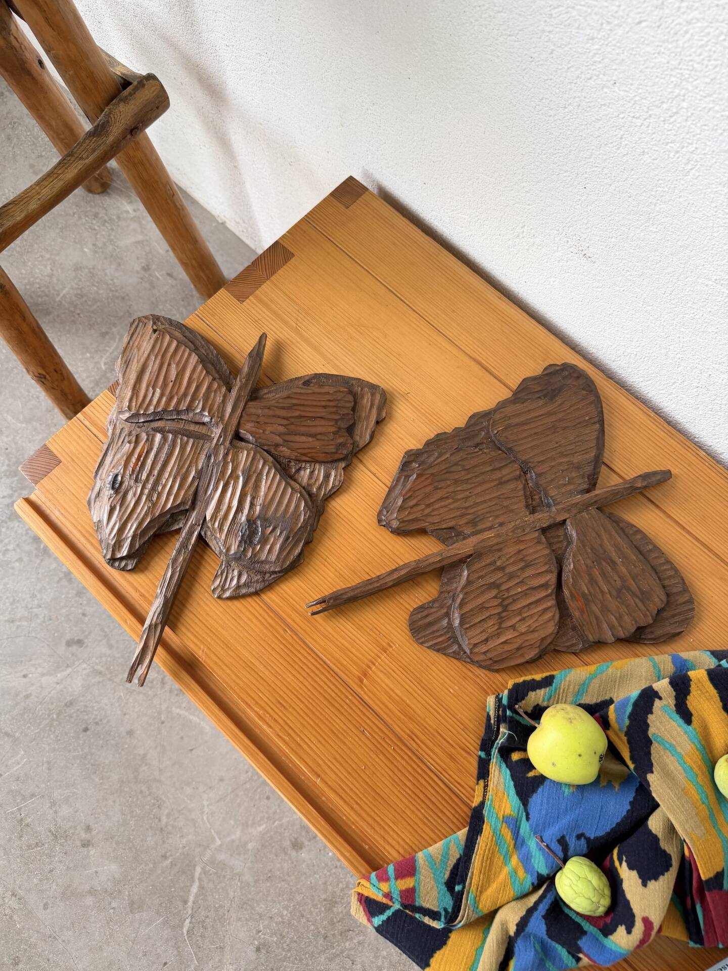 Set of 2 butterfly wall decorations sculptures 1900