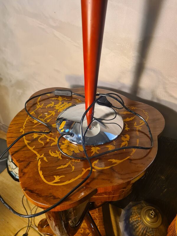 Lampe Champignon Vintage Rouge et Chrome - 47x31  Space‑Age 1970s -  Lampe