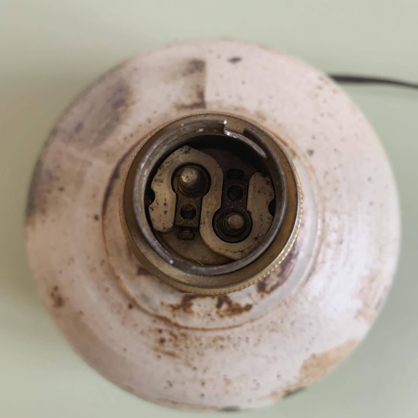 Vintage enamelled stoneware lamp base