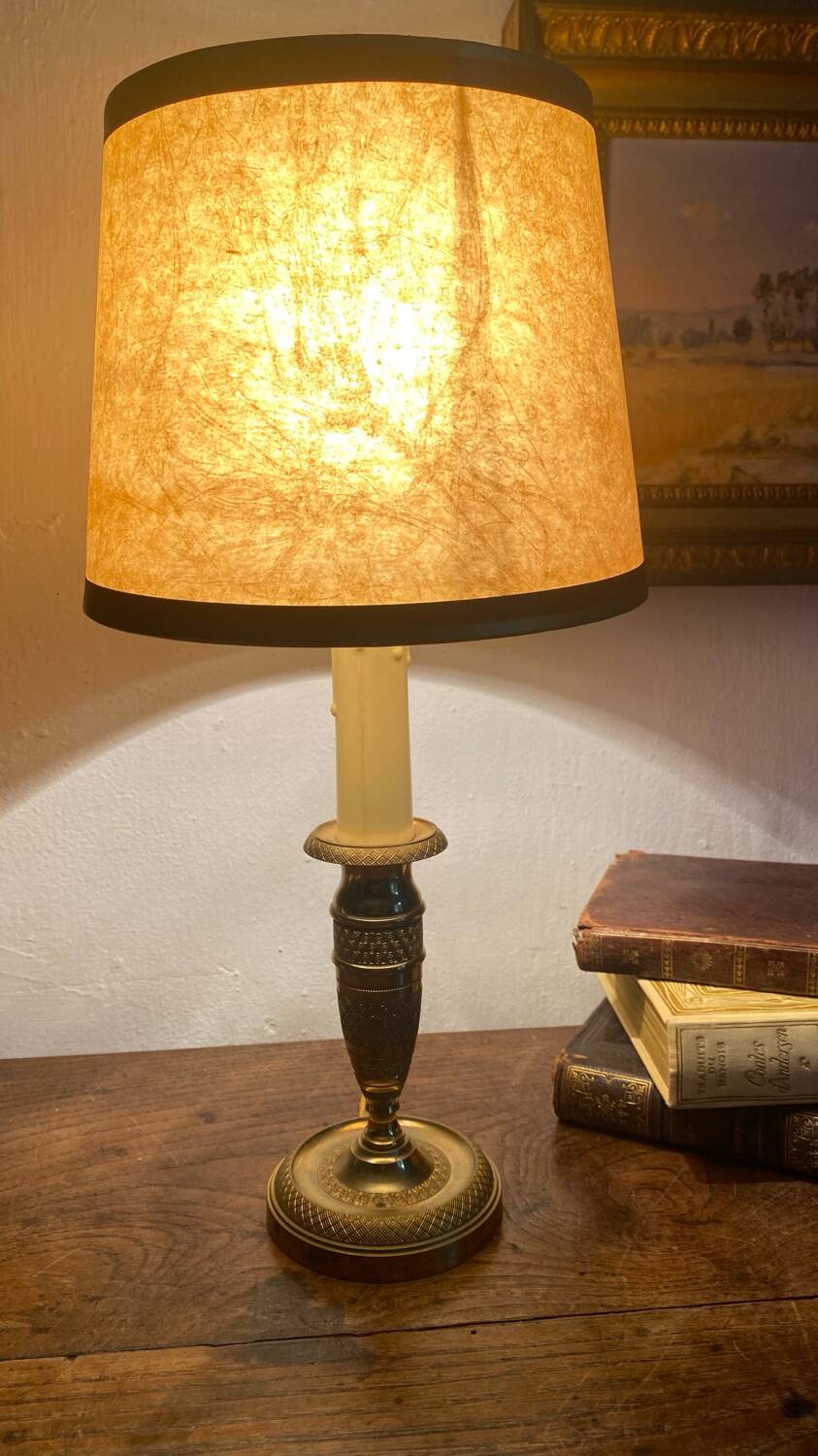 Brass candlestick style lamp