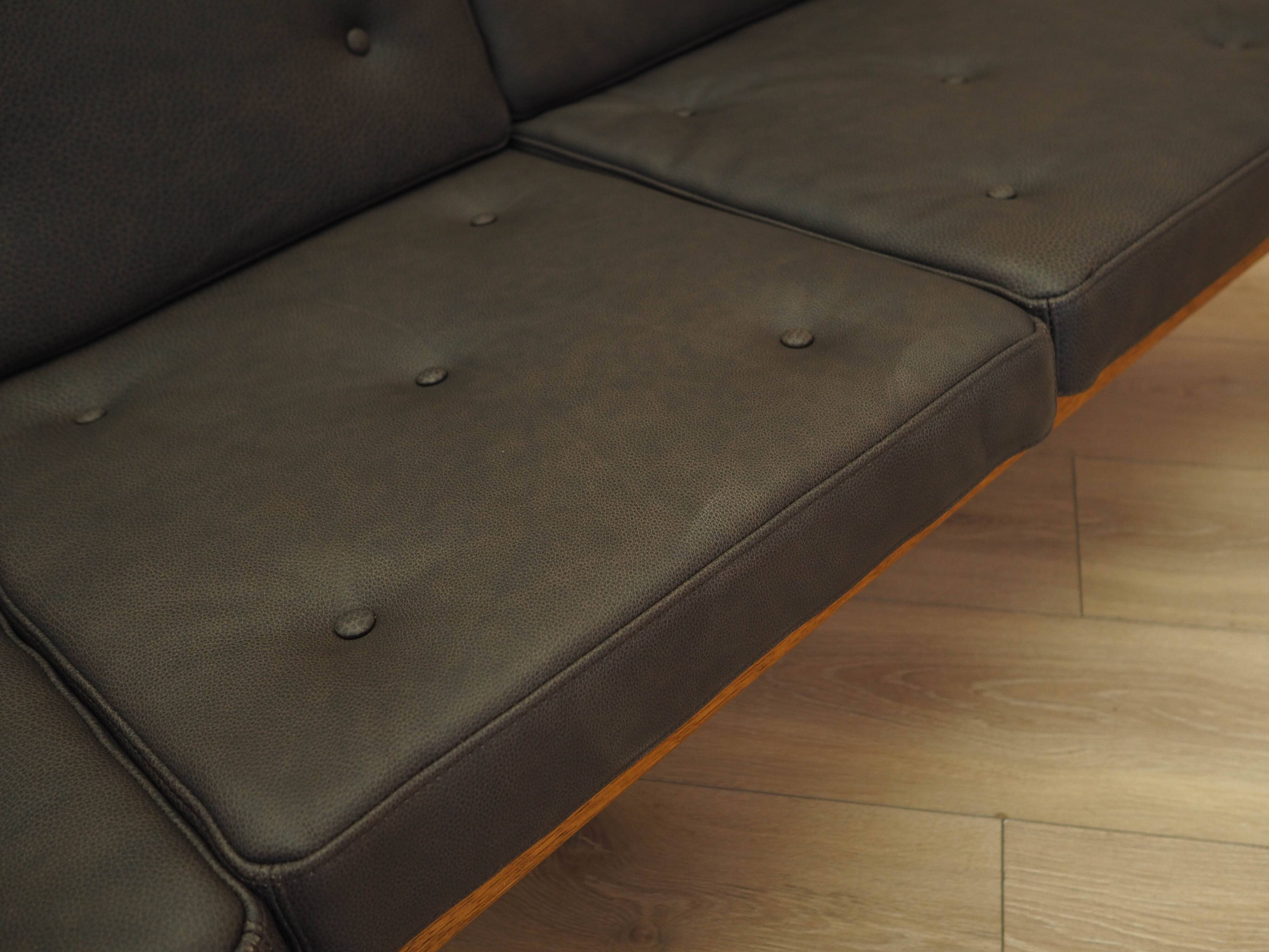 Oak leather sofa by Brockmann Petersen, Danish design 1970s
