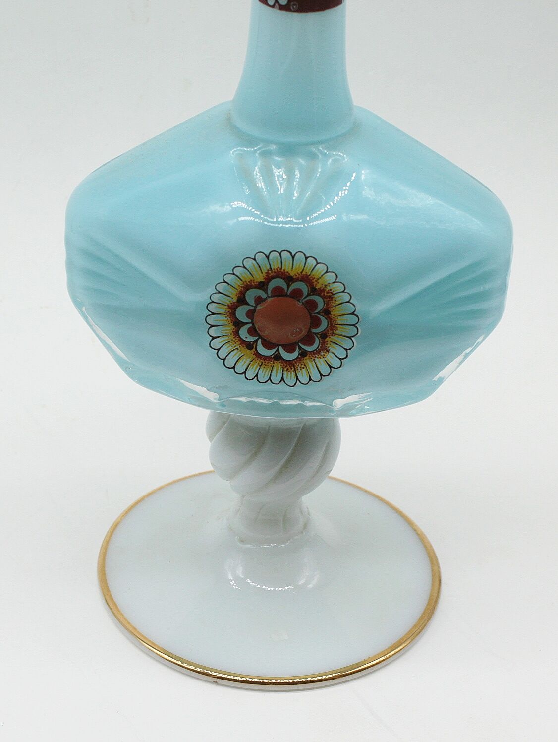 Blue and white opaline vase