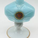 Blue and white opaline vase