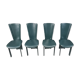 Vintage green leather dining chairs, 1980s - set of 4