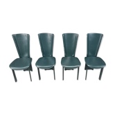 Chaises de salle à manger vintage en cuir vert, années 1980 - lot de 4