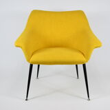 Fauteuil du milieu du siècle Shell, années 1960, NRD, tissu jaune, restauré