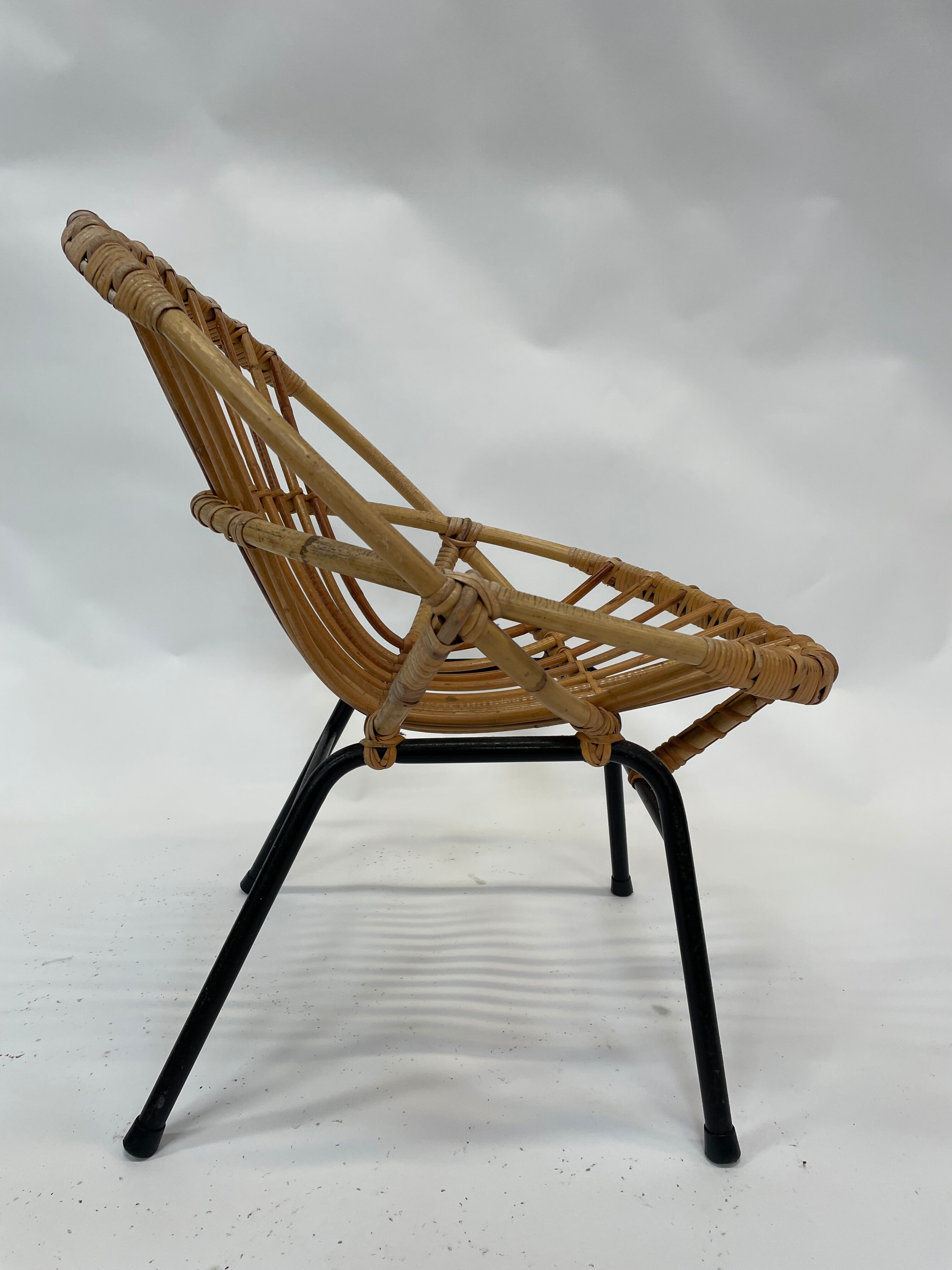 Fauteuil en rotin par Dirk van Sliedregt Rohe Noordwolde 1960 aux Pays-Bas