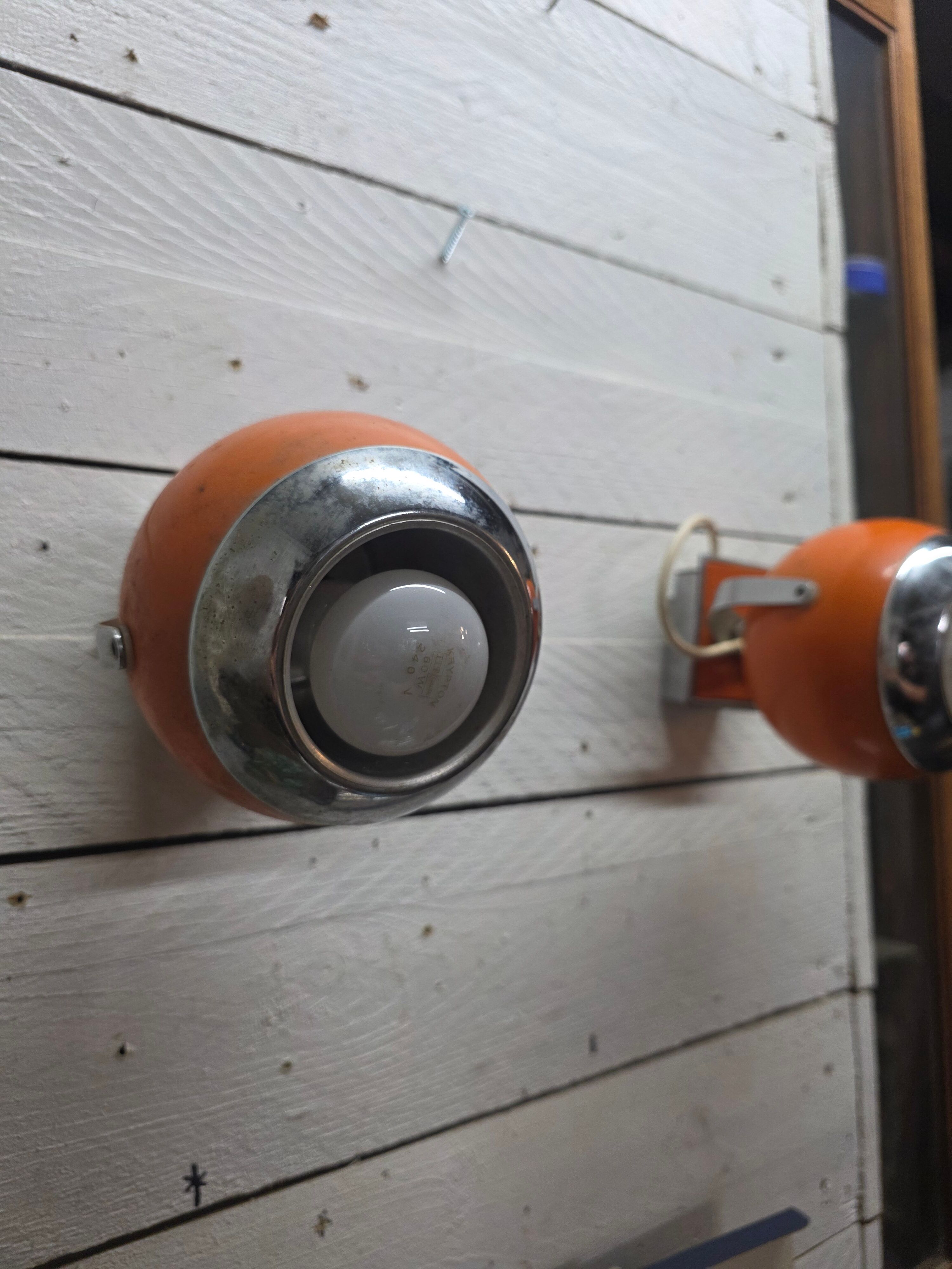 Pair of vintage 70s eyeball wall lights.