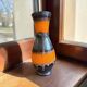 Vintage black/orange fat lava vase