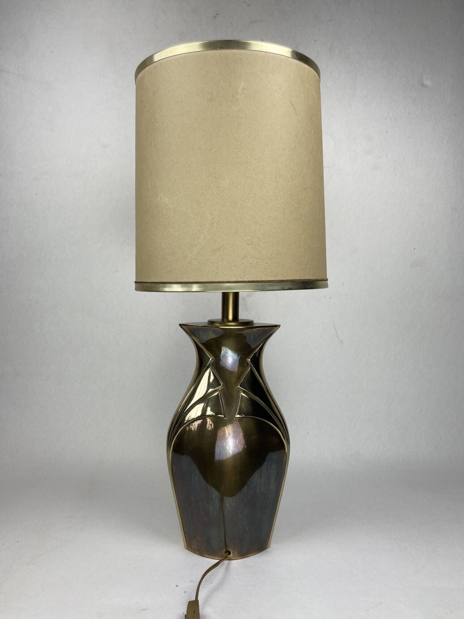 Hollywood Regency art nouveau revival brass table lamp, Dutch 1970s