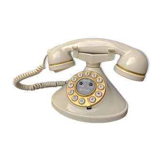 Téléphone à forme design écru et dorée