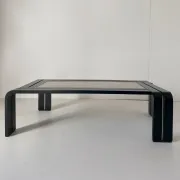 Italian Modern Sculptural Coffee Table with Granite Top & Bentwood Frame,