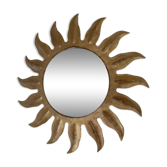 Miroir soleil métal doré