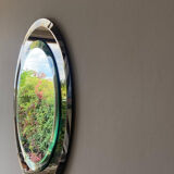 Round mirror ground crystal, Italy 70s, signed Lupi Cristal Luxor