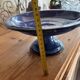 Vintage blue fruit bowl 1980s enamelled stoneware