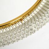 Pair of Mid Century wall mirrors with brass rim and white metal frames