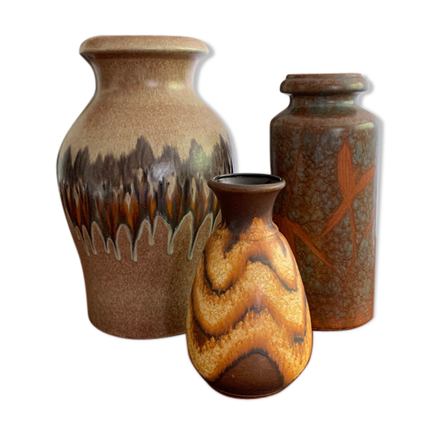 Trio de vases céramique vintage années 50-60