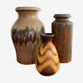 Trio de vases céramique vintage années 50-60