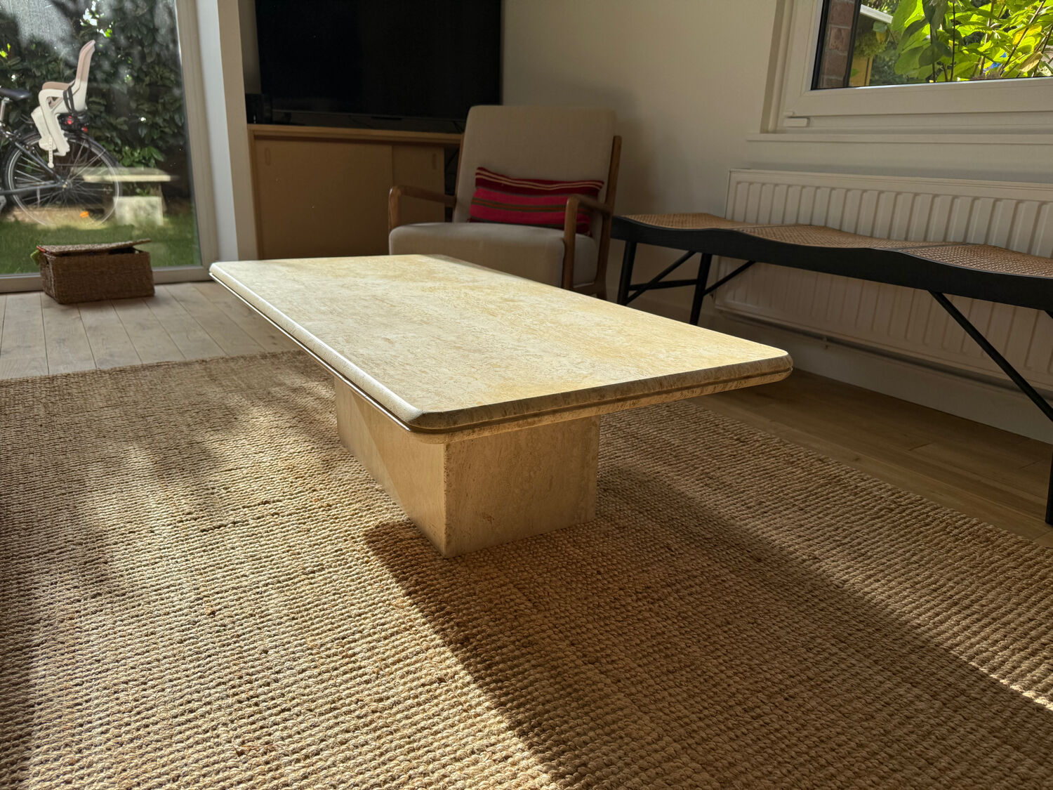 Travertine coffee table