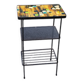 Vintage 60s side table 3 trays in metal rigitulle formica multicolor