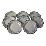 Lot de 8 anciennes grandes assiettes Dépôt E. Bourgeois Paris en faïence 23 cm