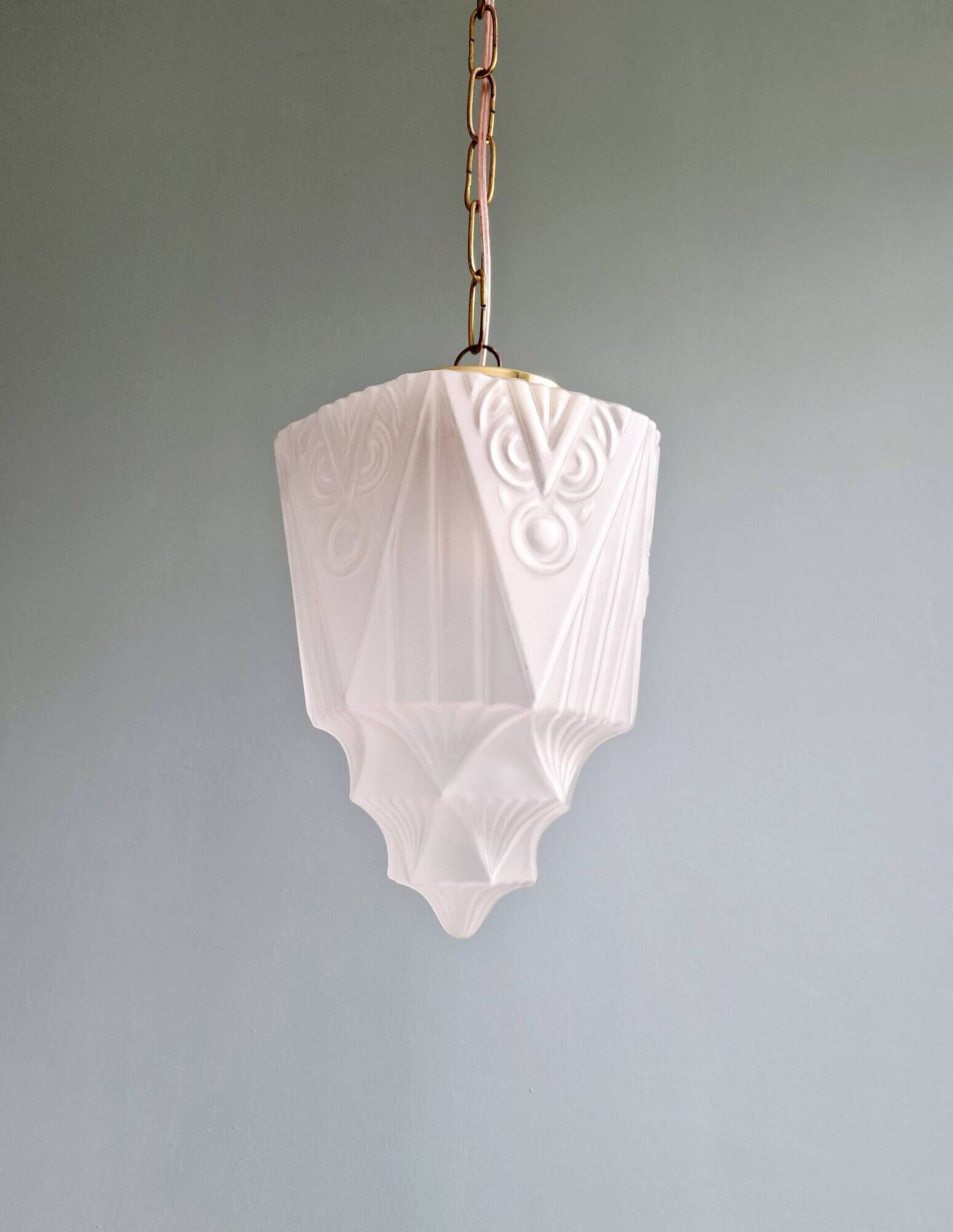 Art Deco pendant lamp in satin glass, 1920s-30s