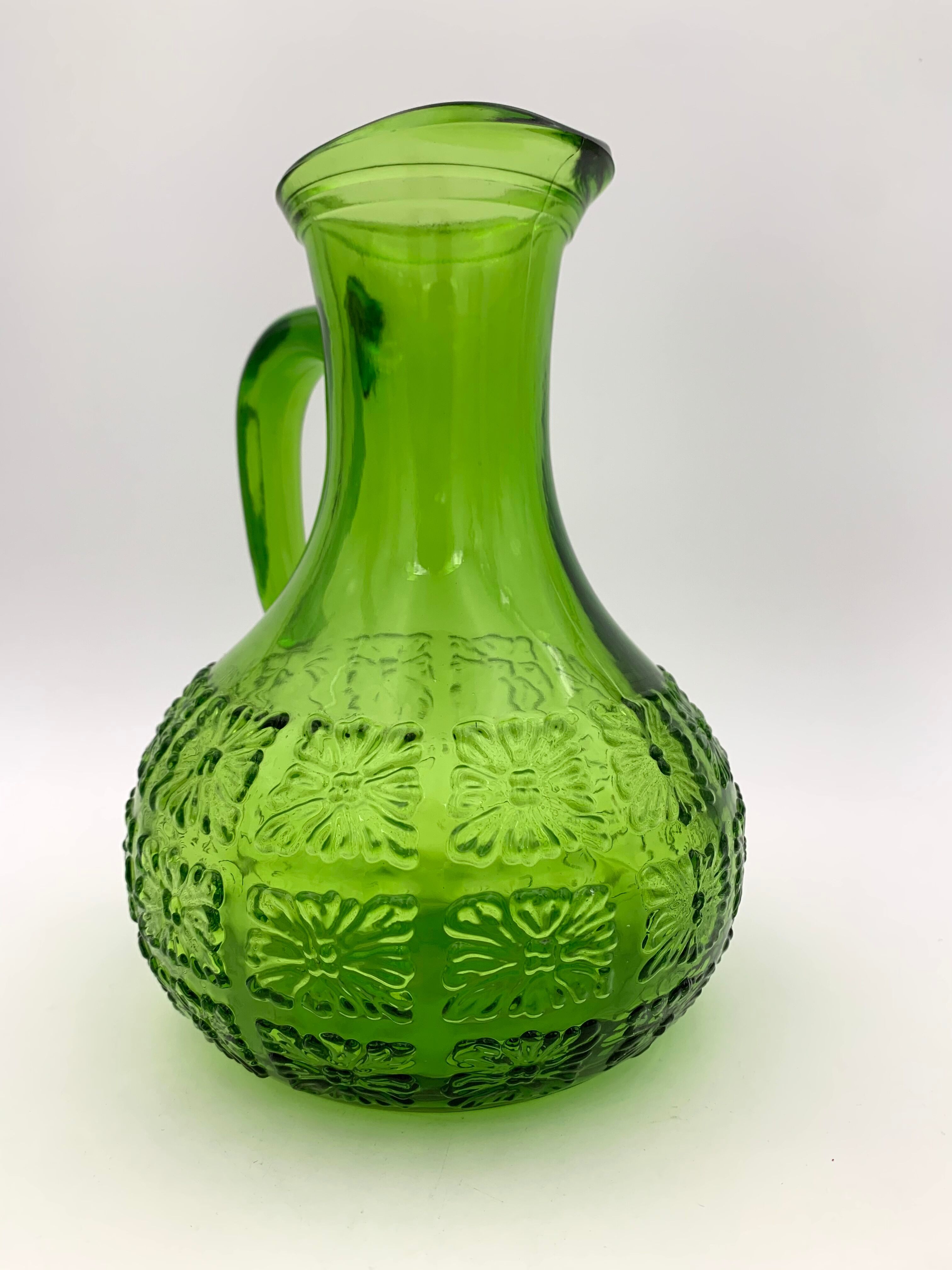 Vintage glass pitcher, chlorophyll green, Italy - 1960s-1970s.