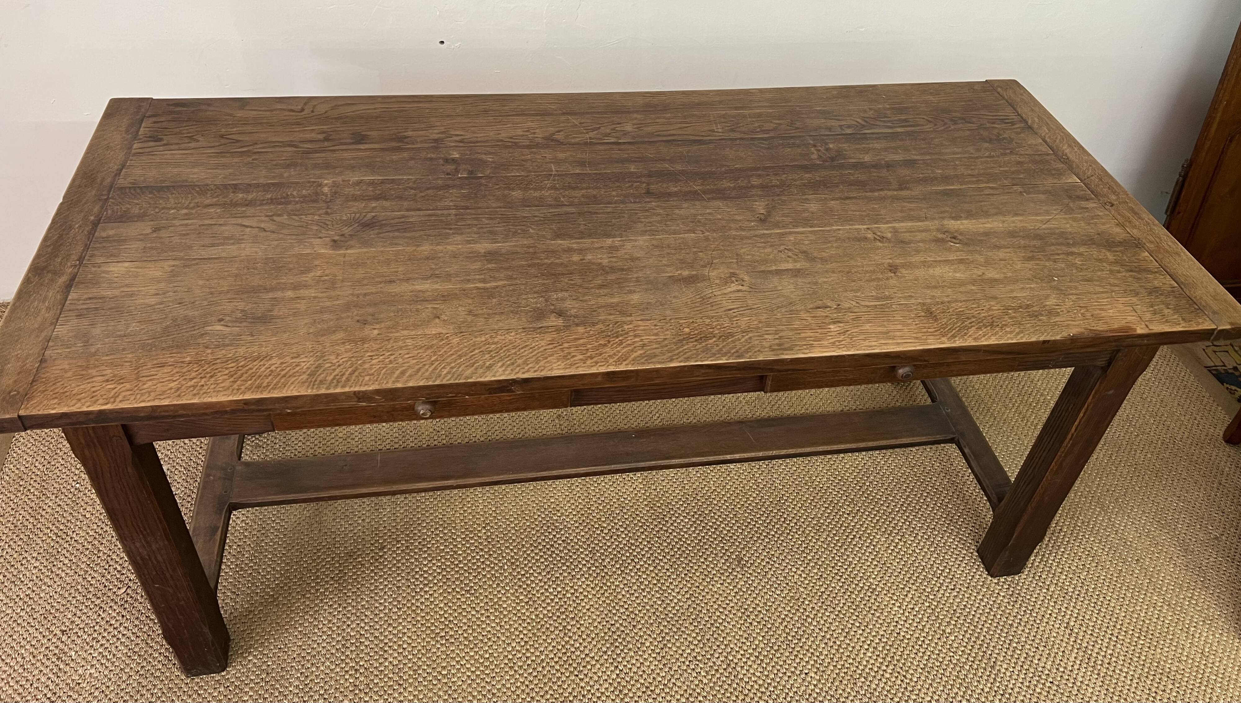 Wooden farmhouse table