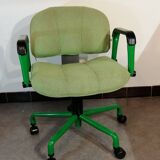 Fauteuil de bureau vert Steelcase pied 5 branches design, vintage 1970