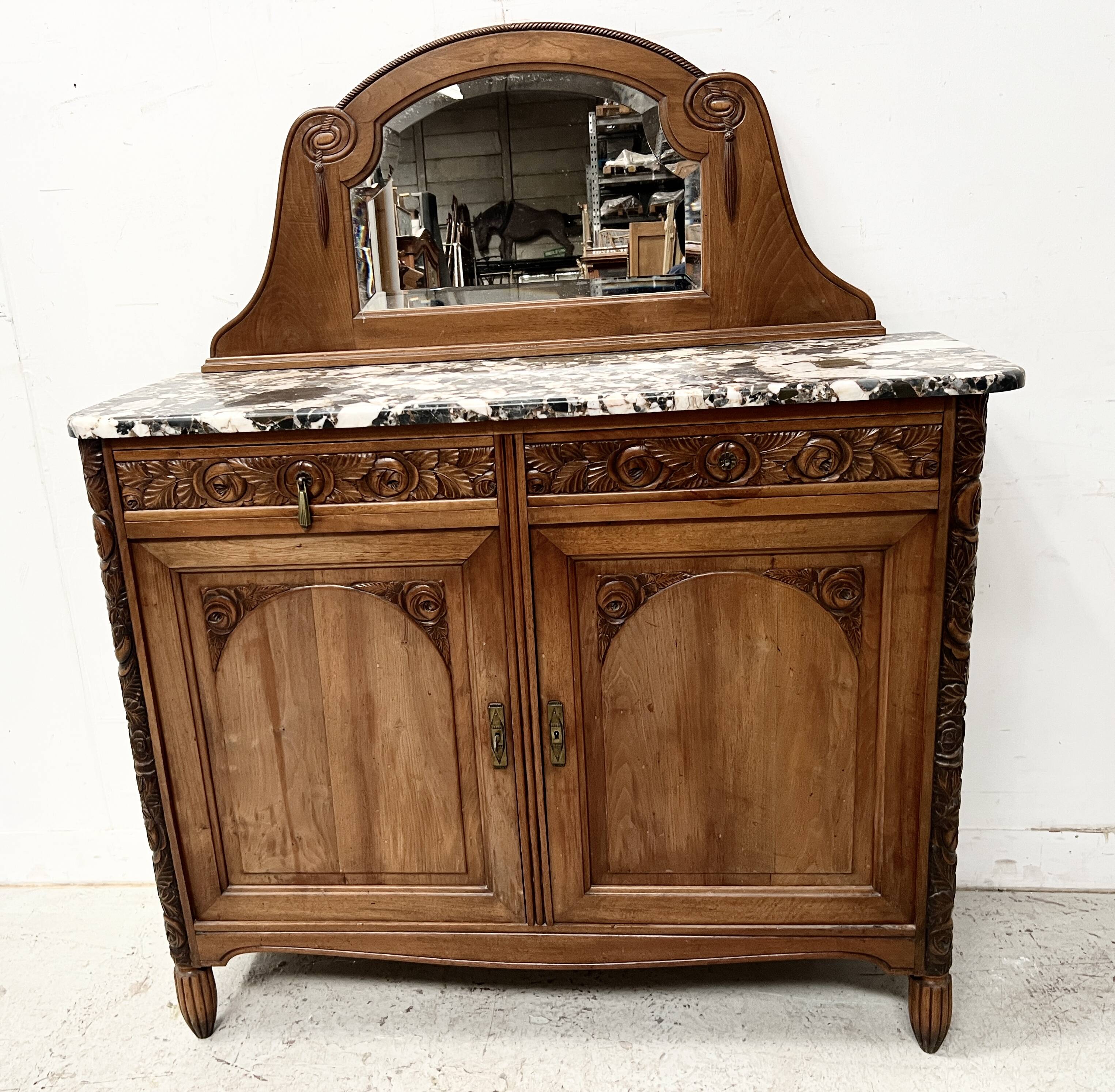 Art Deco dessert table in solid walnut, 20th century.