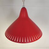Hala suspension by H. Busquet with red shade and winding system, 1950s.
