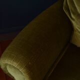 Fauteuil vintage vert velours franges