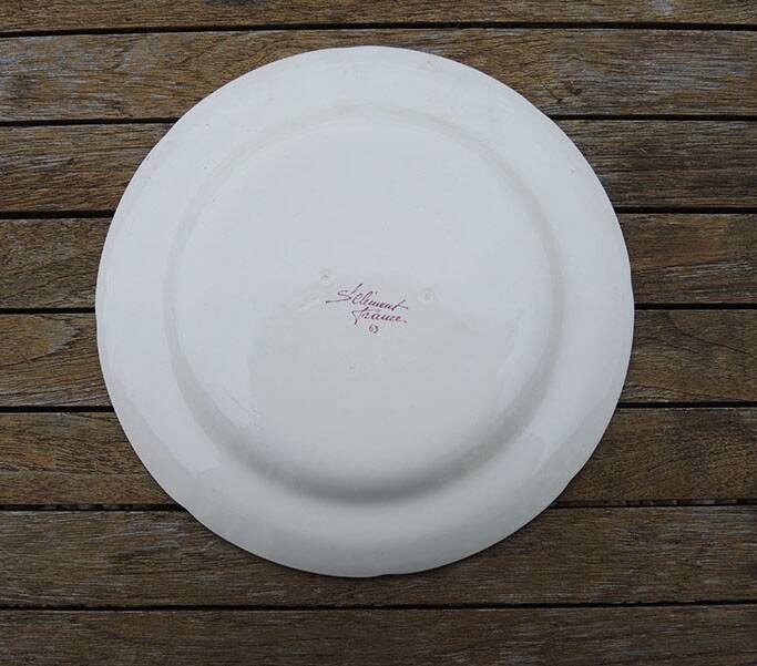 Old Earthenware Rooster Plate - St Clément France