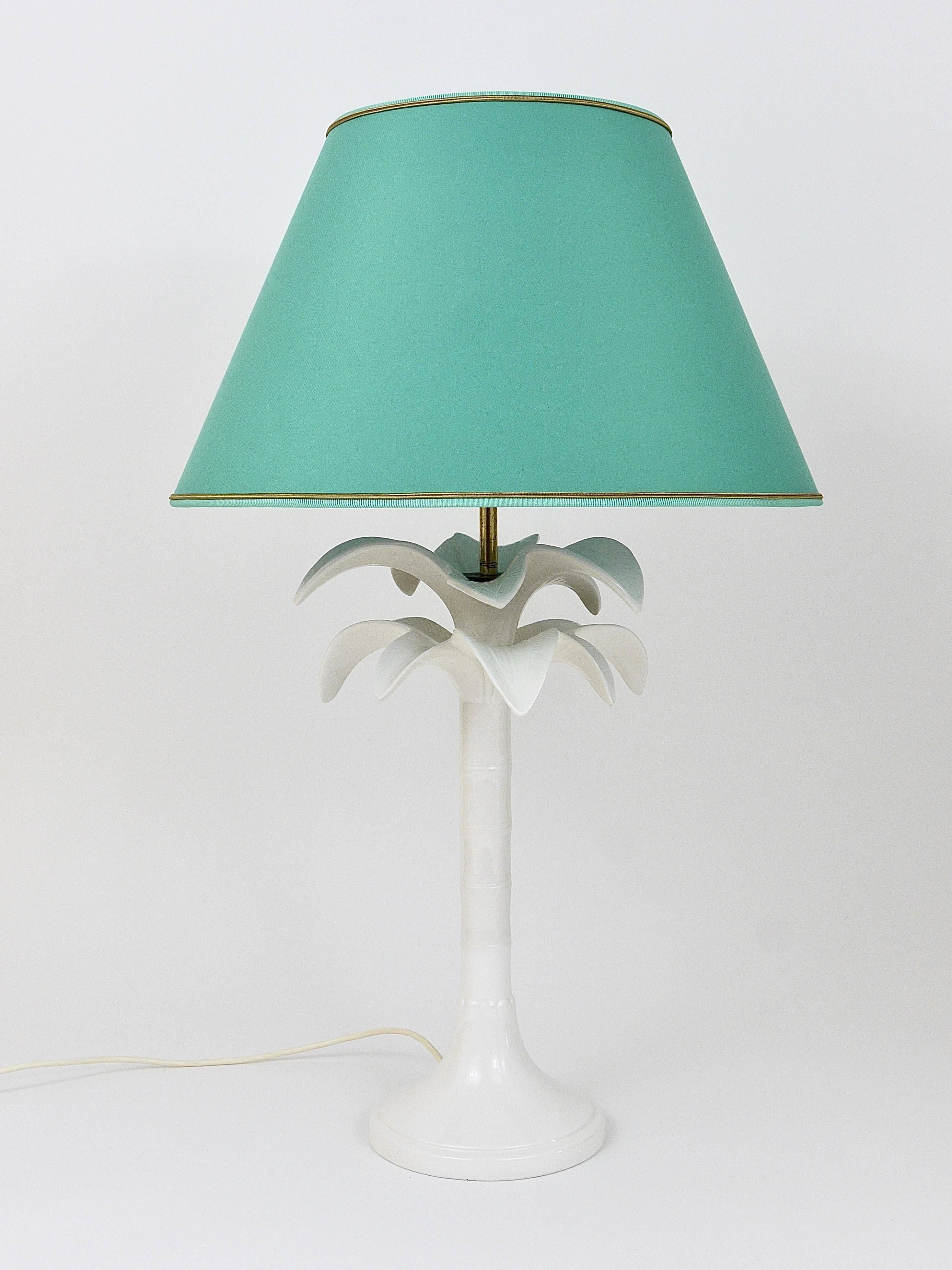 Lampe de table en faux bambou arbre de palmier blanc Tommaso Barbi, Italie, années 1970