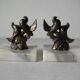 Old pair of bookends paperweight couple of birds marble spelter retro office decor