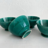 4 antique vintage green ceramic bowls