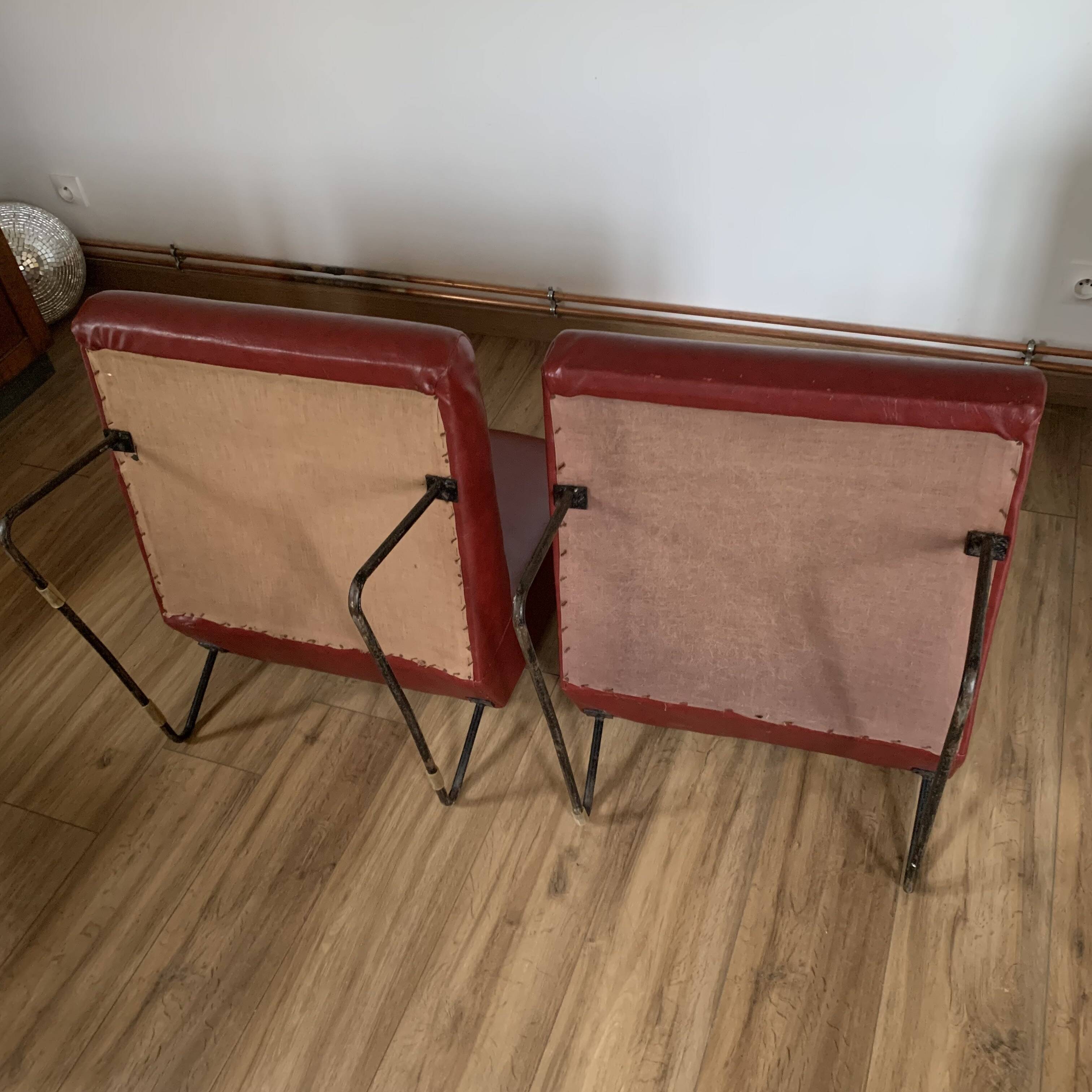 Pair of vintage burgundy red armchairs
