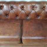 English brown leather chesterfield sofa