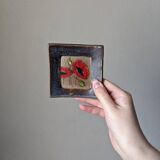 Handmade ceramic wall hanging poppies bohemian country decoration frame