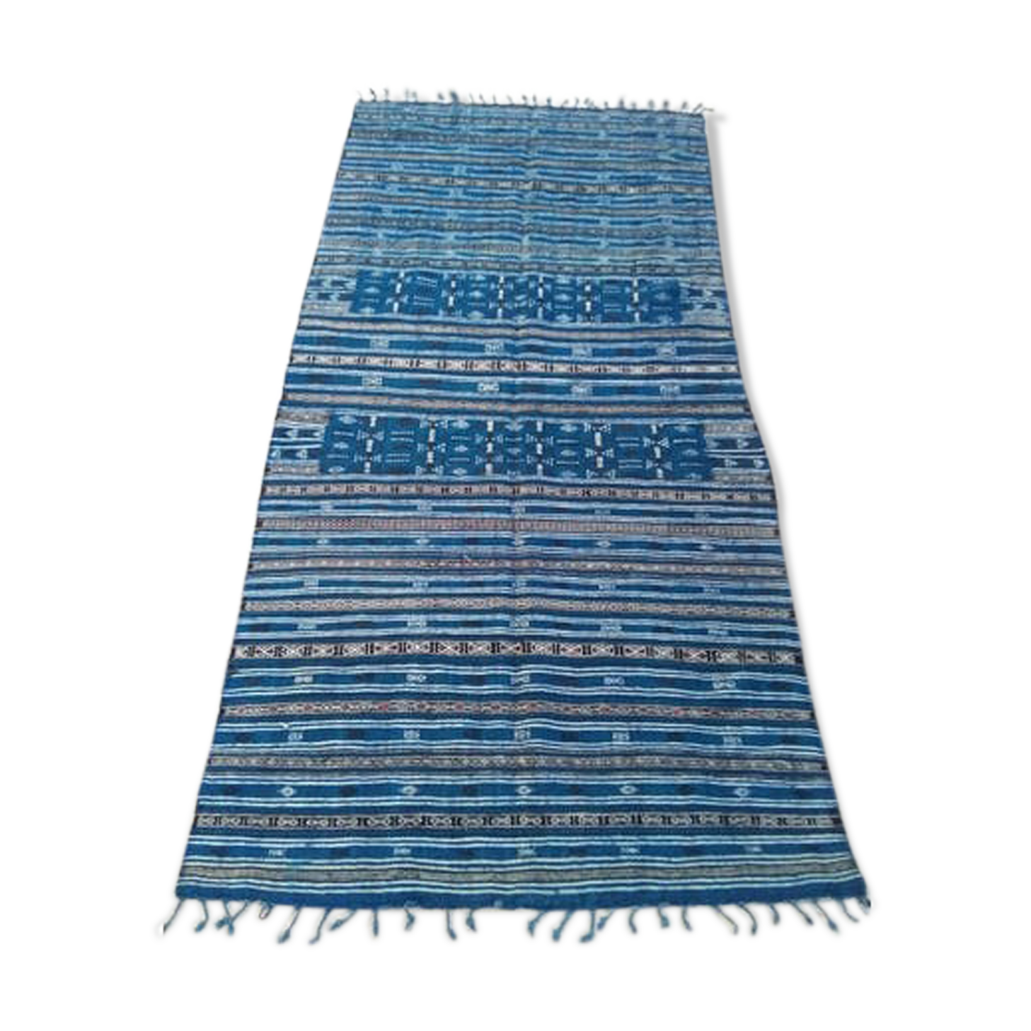 Hand-made blue kilim in pure wool - 215x125cm