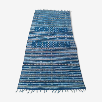 Hand-made blue kilim in pure wool - 215x125cm