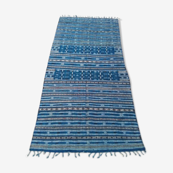 Kilim bleu fait main en pure laine - 215x125cm