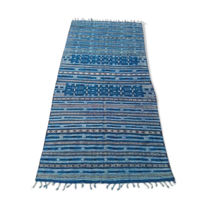 Kilim bleu fait main en pure laine - 215x125cm
